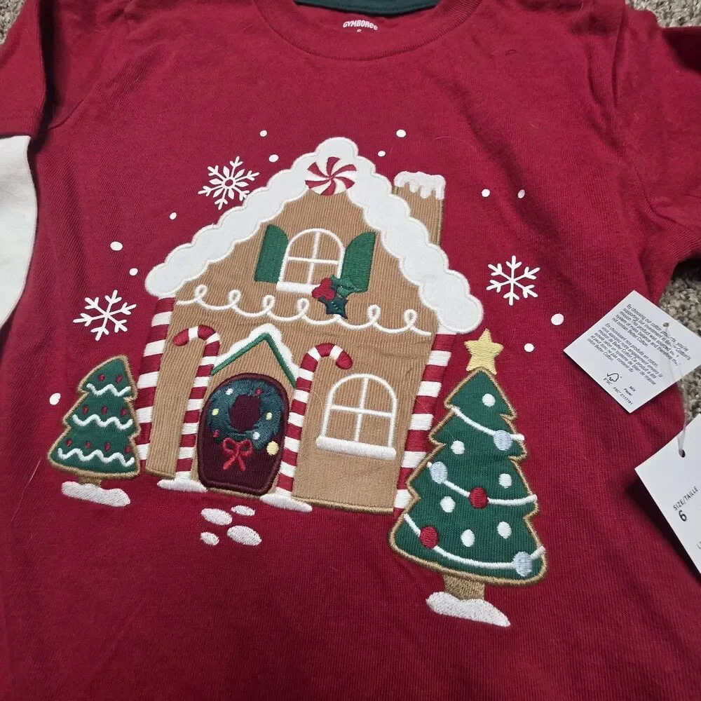 NWT Gymboree Girls Gingerbread Tee Size 6 Christmas Holiday Red White Winter